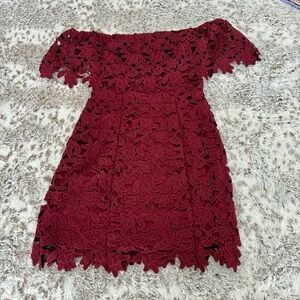 Guess Burgundy Lace Mini Dress
